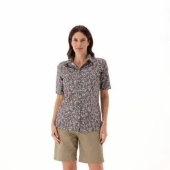 Damen 3/4 Ärmel Stretch-Bluse mit Allover-Druck