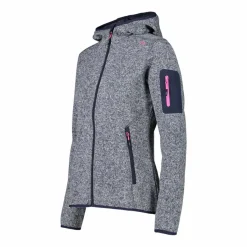 Damen schweres Fleecejacke Knit-Tech in melierter Optik mit Kapuze