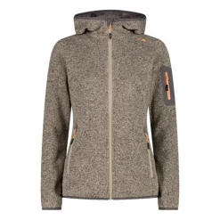 Damen schweres Fleecejacke Knit-Tech in melierter Optik mit Kapuze