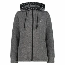 Damen-Fleecejacke aus Knit Tech mit Kapuze und floralen Details