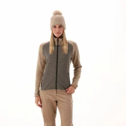 Damen-Fleece-Sweatshirt aus Stretch-Performance, bedruckt mit Melange-Details
