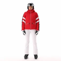 Damen-Skijacke aus Twill mit abnehmbarer Kapuze