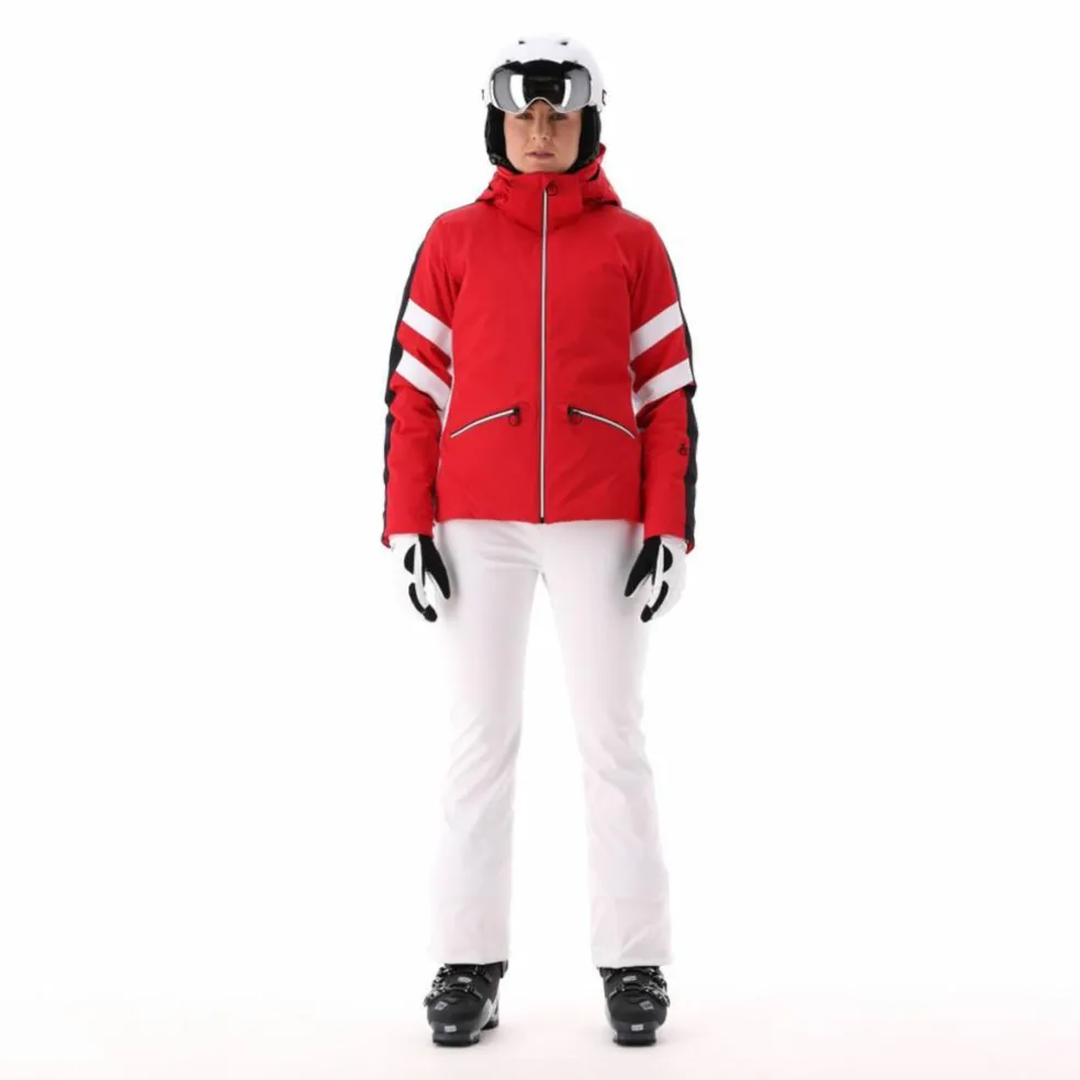 Damen-Skijacke aus Twill mit abnehmbarer Kapuze