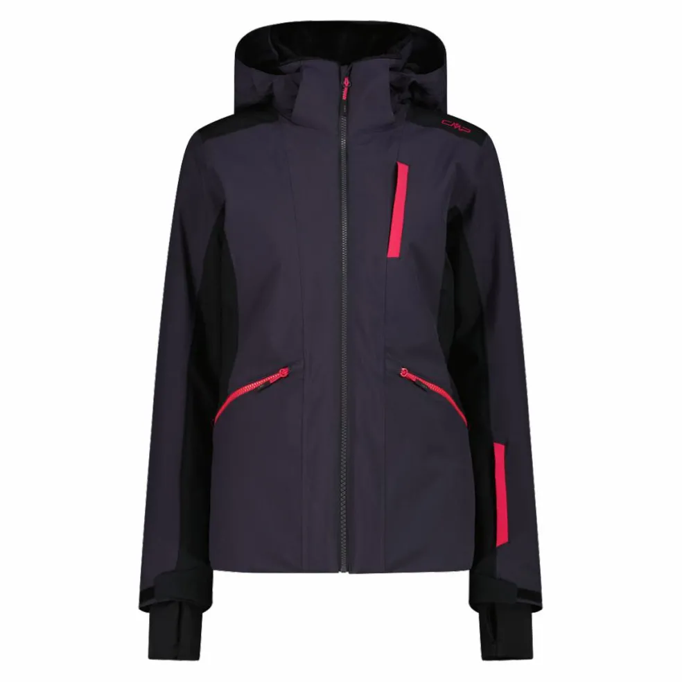 Damen-Skijacke aus 4-Way-Stretchgewebe mit abnehmbarer Kapuze