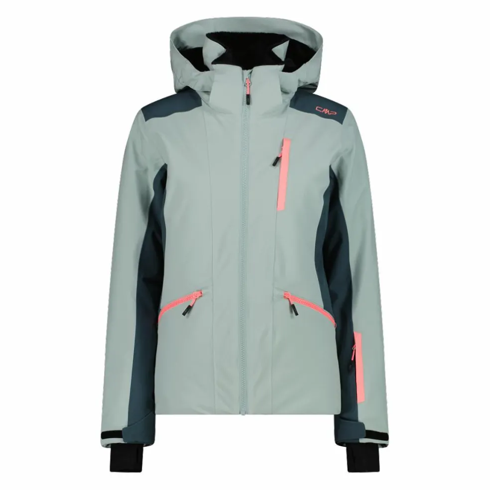 Damen-Skijacke aus 4-Way-Stretchgewebe mit abnehmbarer Kapuze