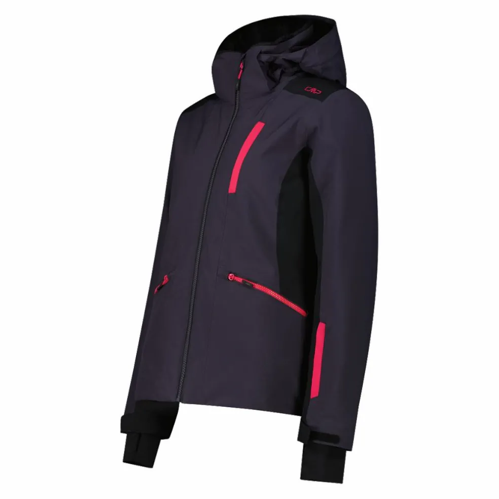 Damen-Skijacke aus 4-Way-Stretchgewebe mit abnehmbarer Kapuze