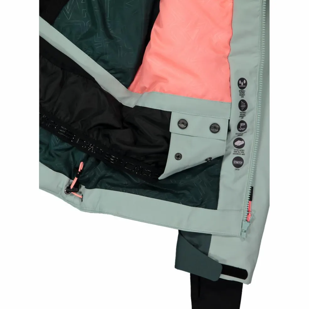 Damen-Skijacke aus 4-Way-Stretchgewebe mit abnehmbarer Kapuze