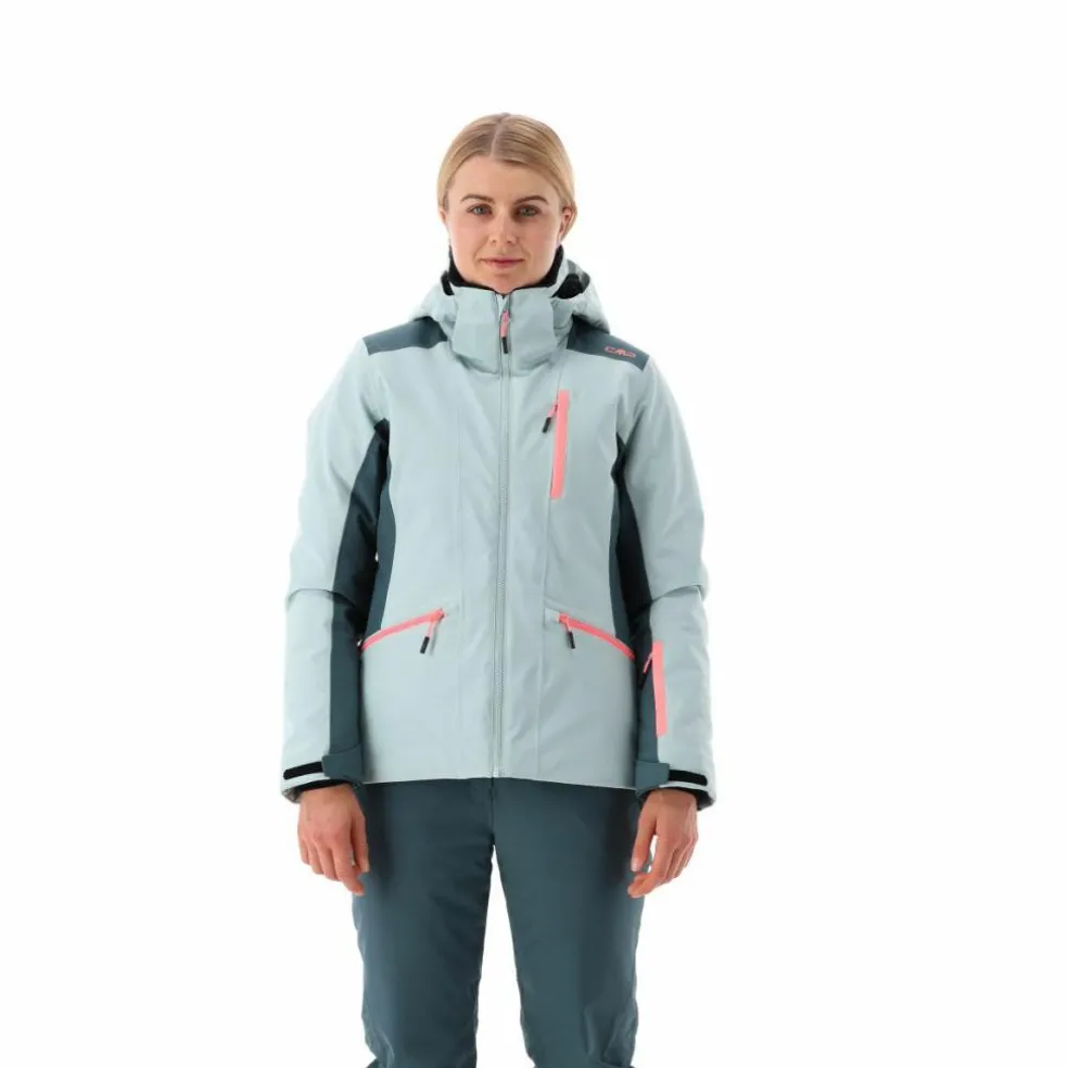Damen-Skijacke aus 4-Way-Stretchgewebe mit abnehmbarer Kapuze
