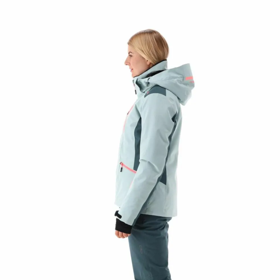 Damen-Skijacke aus 4-Way-Stretchgewebe mit abnehmbarer Kapuze