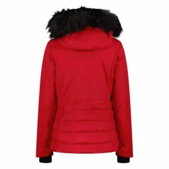 Damen-Skijacke mit abnehmbarer Kapuze aus Kunstfell