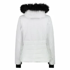 Damen-Skijacke mit abnehmbarer Kapuze aus Kunstfell