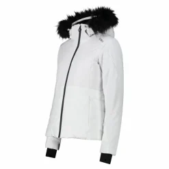 Damen-Skijacke mit abnehmbarer Kapuze aus Kunstfell