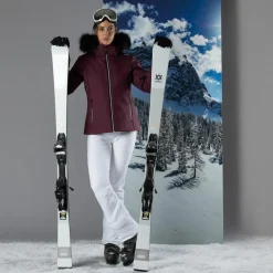 Damen-Stretch-Skihose ohne Wattierung mit Gamaschen