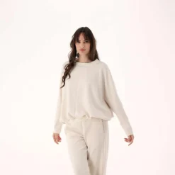 Damen-Sweatshirt aus Modal mit matt glänzendem Finish