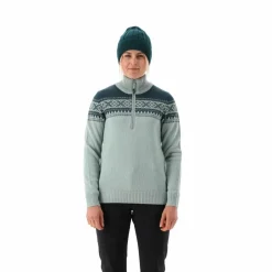 Damen-Sweatshirt mit halbem Reißverschluss in Wooltech