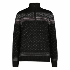 Damen-Sweatshirt mit halbem Reißverschluss in Wooltech