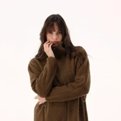 Damen-Sweatshirt mit Reißverschluss aus Teddyfleece