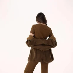 Damen-Sweatshirt mit Reißverschluss aus Teddyfleece