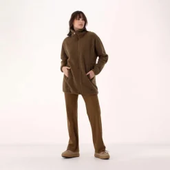 Damen-Sweatshirt mit Reißverschluss aus Teddyfleece