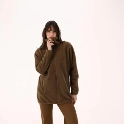 Damen-Sweatshirt mit Reißverschluss aus Teddyfleece