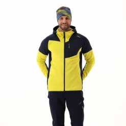 Fleece Grid Tech mit Reißverschluss für Herren mit Kapuze meliert