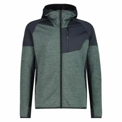 Fleece Grid Tech mit Reißverschluss für Herren mit Kapuze meliert