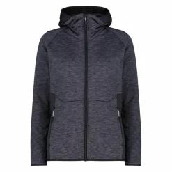 Fleece Grid Tech mit Reißverschluss für Damen meliert mit Kapuze