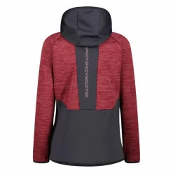 Fleece Grid Tech mit Reißverschluss für Damen meliert mit Kapuze