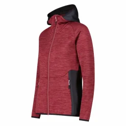 Fleece Grid Tech mit Reißverschluss für Damen meliert mit Kapuze