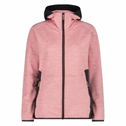 Fleece Grid Tech mit Reißverschluss für Damen meliert mit Kapuze