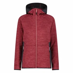 Fleece Grid Tech mit Reißverschluss für Damen meliert mit Kapuze