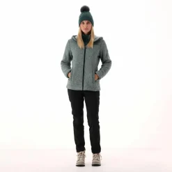 Fleecejacke für Damen aus Knit Tech Melange mit Kapuze