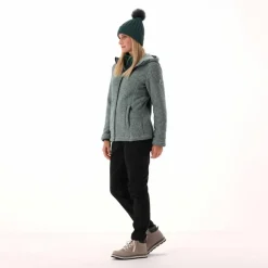 Fleecejacke für Damen aus Knit Tech Melange mit Kapuze