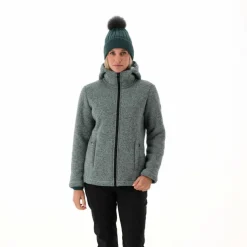 Fleecejacke für Damen aus Knit Tech Melange mit Kapuze
