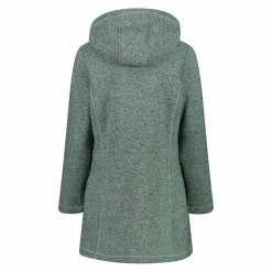 Fleece-Parka für Damen aus meliertem Knit Tech mit Kunstfell-Kapuze