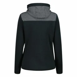 Fleece-Sweatshirt für Damen aus Stretch Performance Melange mit Hahnentrittmuster