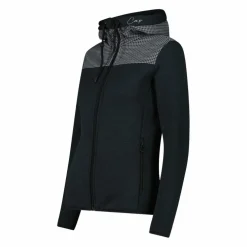 Fleece-Sweatshirt für Damen aus Stretch Performance Melange mit Hahnentrittmuster