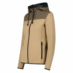 Fleece-Sweatshirt für Damen aus Stretch Performance Melange mit Hahnentrittmuster