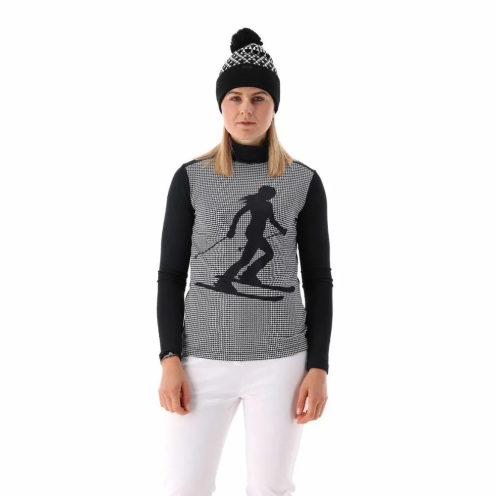 Gedruckter Stehkragenpullover aus Softech für Damen