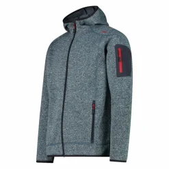 Herren schweres Fleecejacke Knit-Tech in melierter Optik mit Kapuze