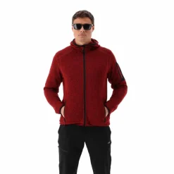 Herren schweres Fleecejacke Knit-Tech in melierter Optik mit Kapuze