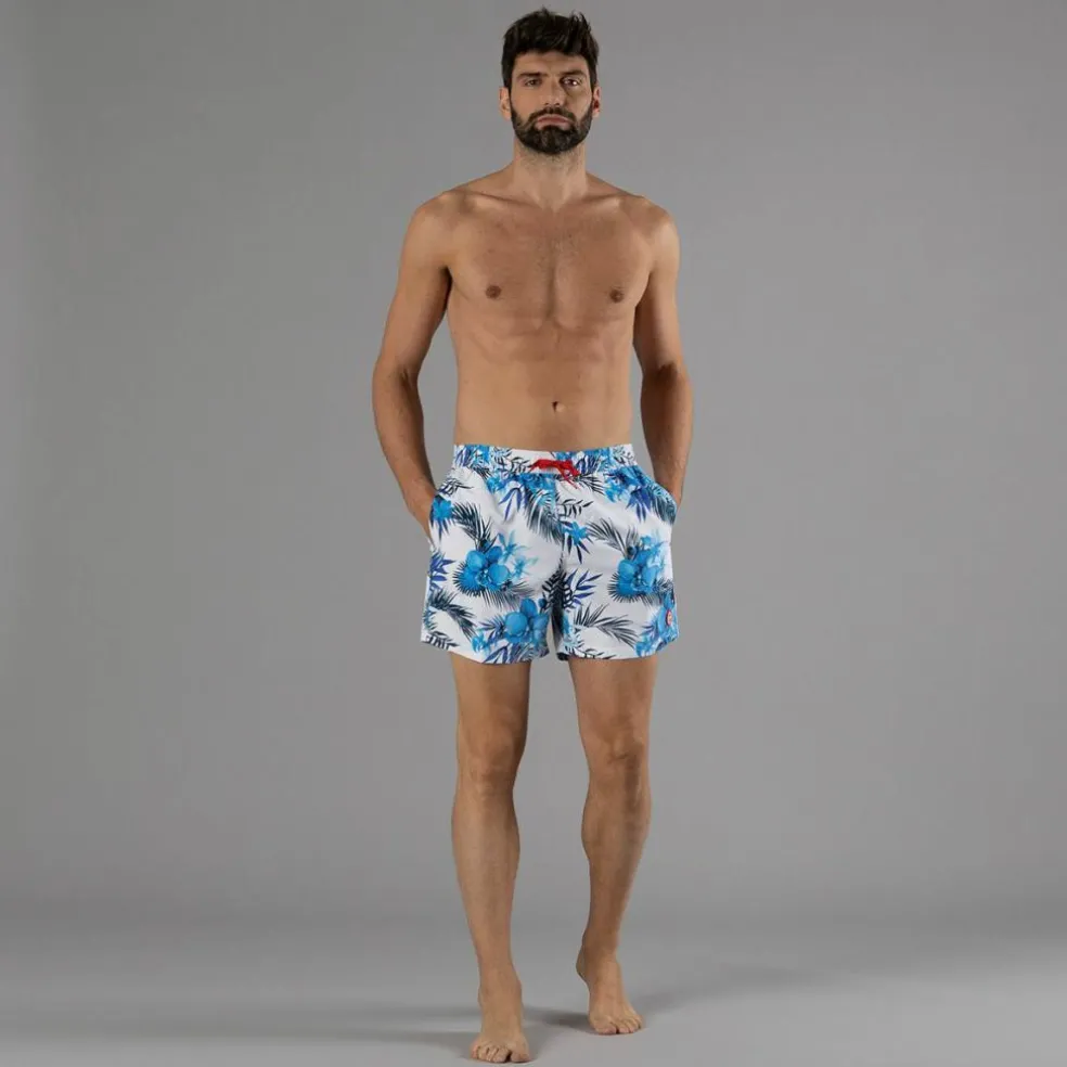 Herren-Boxer-Badeanzug mit tropische Fantasie