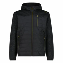Herren-Hybrid-Fleecejacke aus Knit Tech Melange mit Kapuze