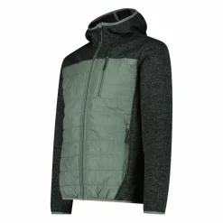 Herren-Hybrid-Fleecejacke aus Knit Tech Melange mit Kapuze