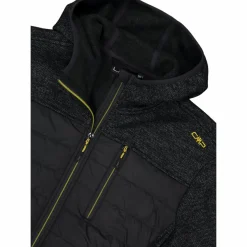 Herren-Hybrid-Fleecejacke aus Knit Tech Melange mit Kapuze