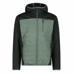 Herren-Hybrid-Fleecejacke aus Knit Tech Melange mit Kapuze