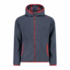 Jungen-Fleecejacke mit Kapuze und durchgehendem Reißverschluss und Color Block