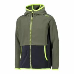 Jungen-Fleecejacke mit Kapuze und durchgehendem Reißverschluss und Color Block