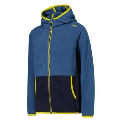 Jungen-Fleecejacke mit Kapuze und durchgehendem Reißverschluss und Color Block