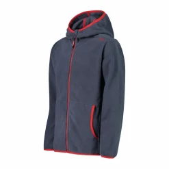 Jungen-Fleecejacke mit Kapuze und durchgehendem Reißverschluss und Color Block